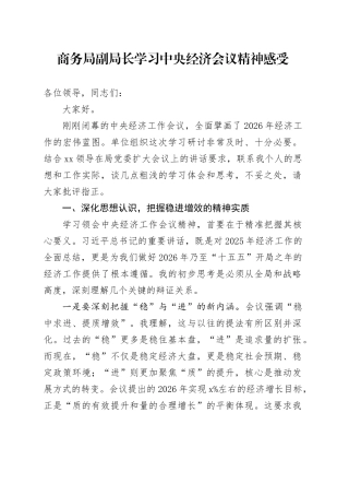 商务局副局长学习2025年中央经济会议精神感受研讨发言心得体会