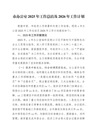 市办公室2025年工作总结及2026年工作计划20251212