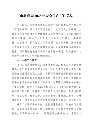 市教育局2025年安全生产工作总结