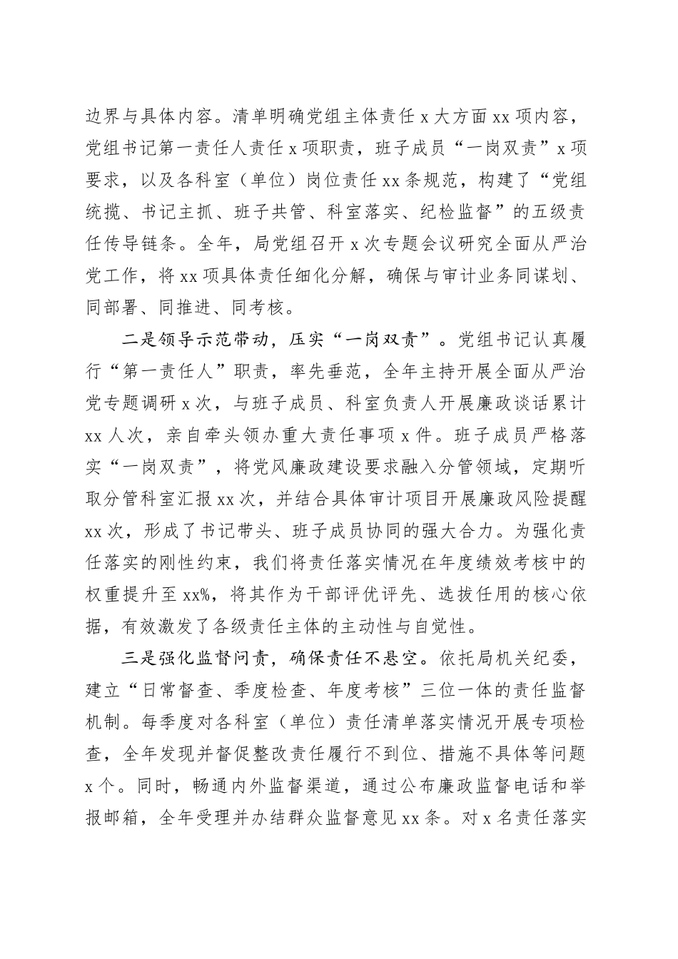 市审计局2025年落实全面从严治党“三个清单”情况报告_第2页