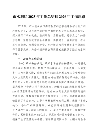 市水利局2025年工作总结和2026年工作思路