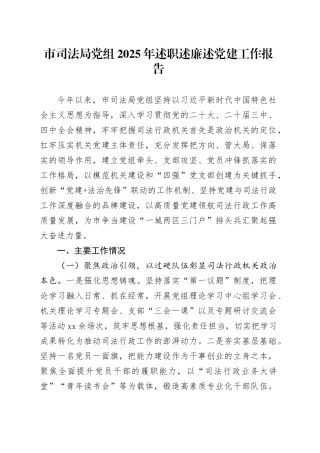 市司法局党组2025年述职述廉述党建工作报告20251215