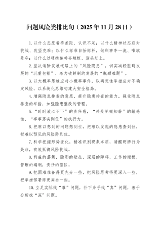 问题风险类排比句（2025年11月28日）