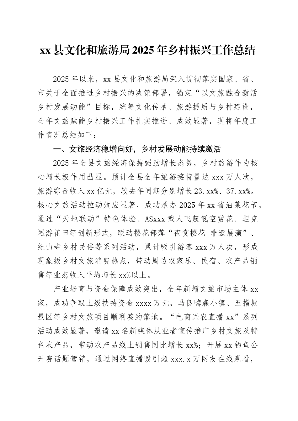县文化和旅游局2025年乡村振兴工作总结_第1页