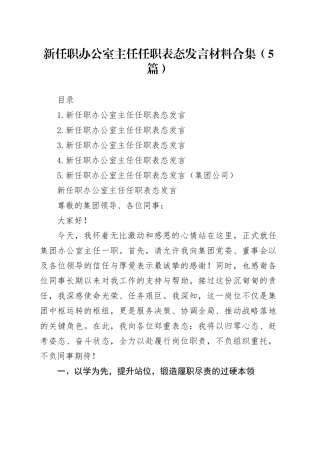 新任职办公室主任任职表态发言材料合集（5篇）