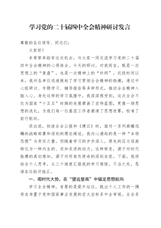 学习党的二十届四中全会精神心得体会研讨发言交流讲话材料20251219