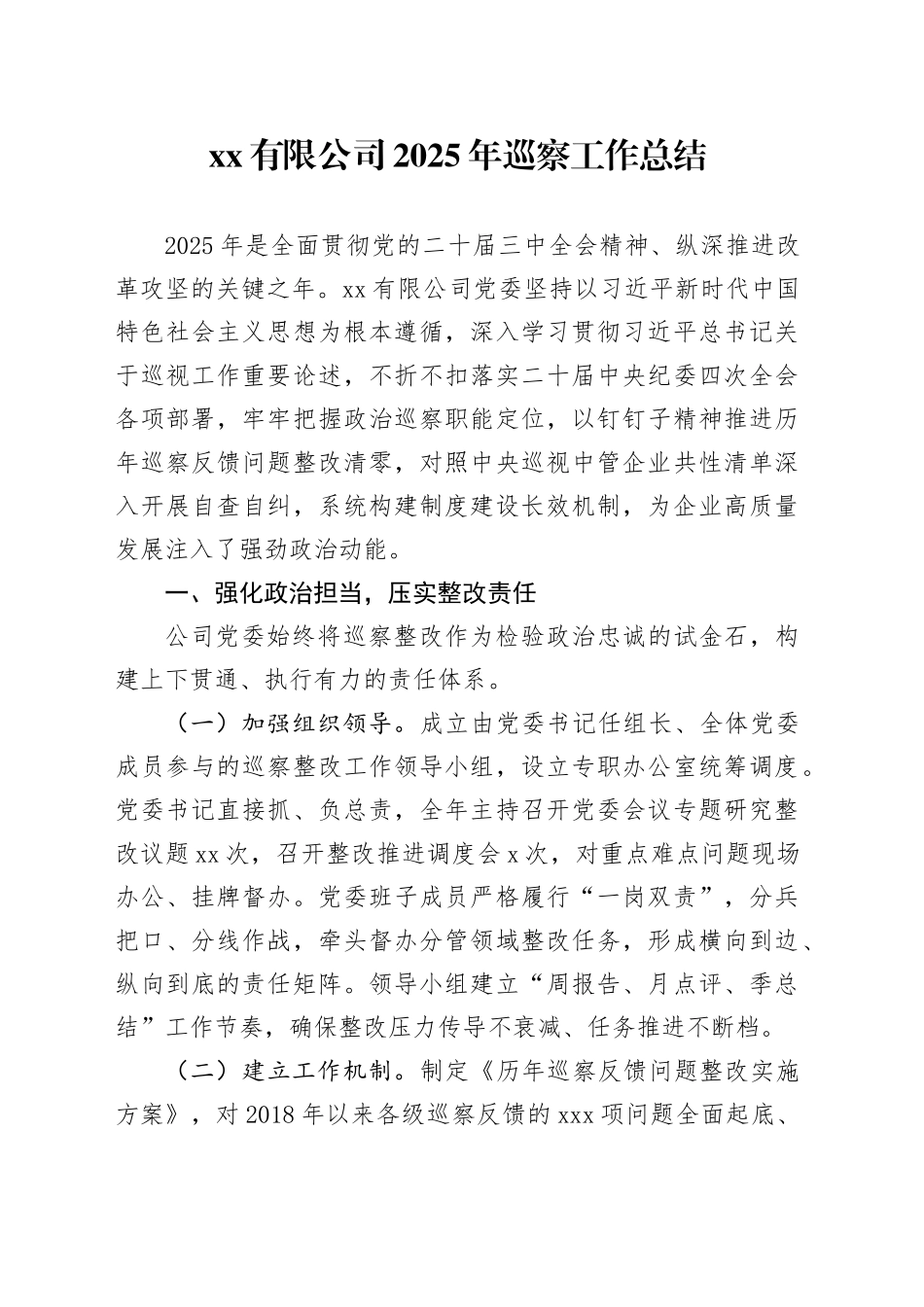 有限公司2025年巡察工作总结_第1页