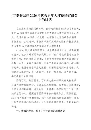 在2026年优秀青年人才招聘宣讲会上的讲话