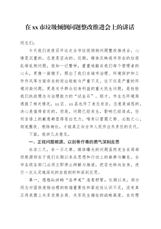 在市垃圾倾倒问题整改推进会上的讲话