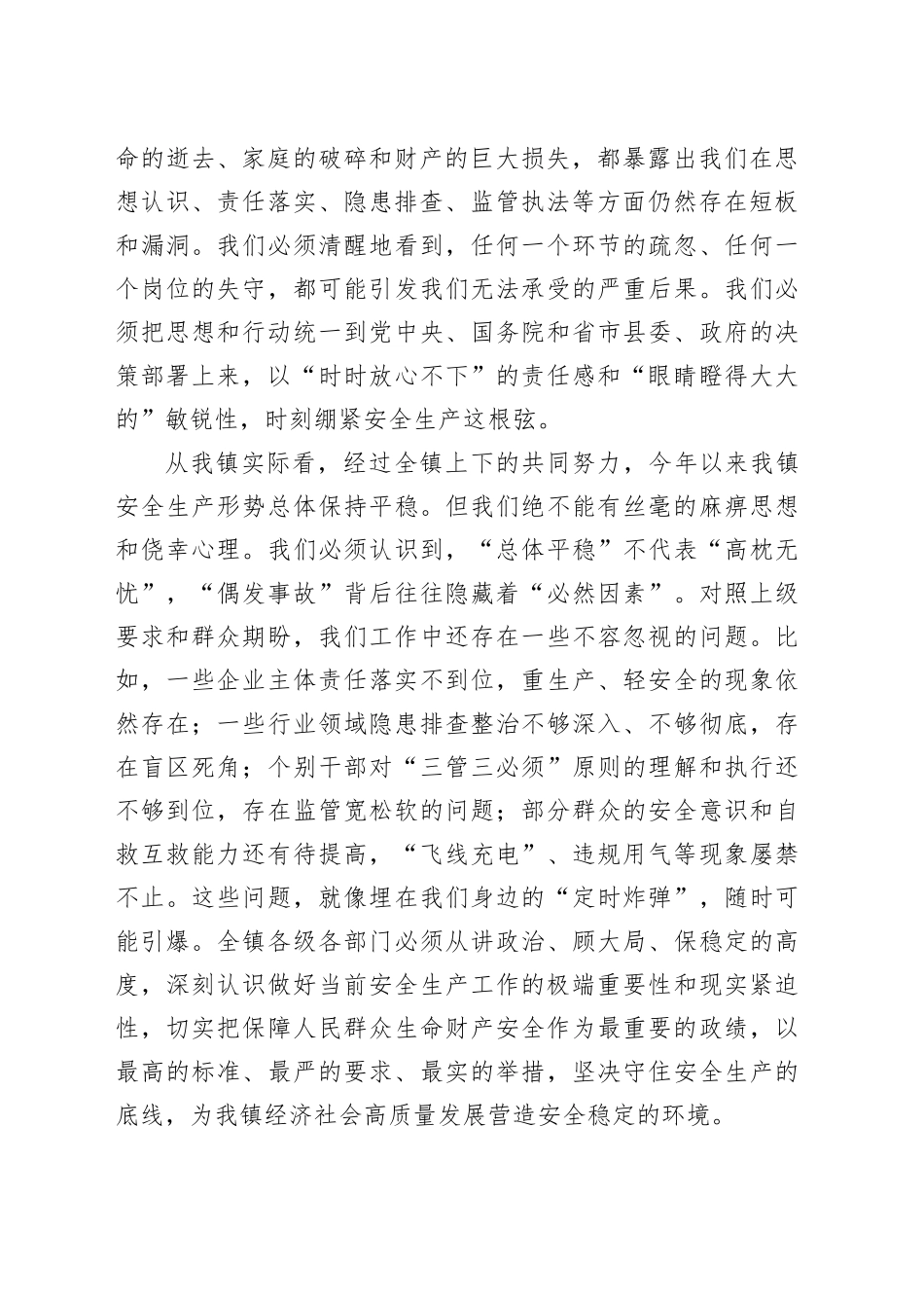 在镇召开安全生产工作专题会议上的讲话_第2页