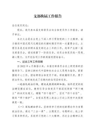 支部换届工作总结报告