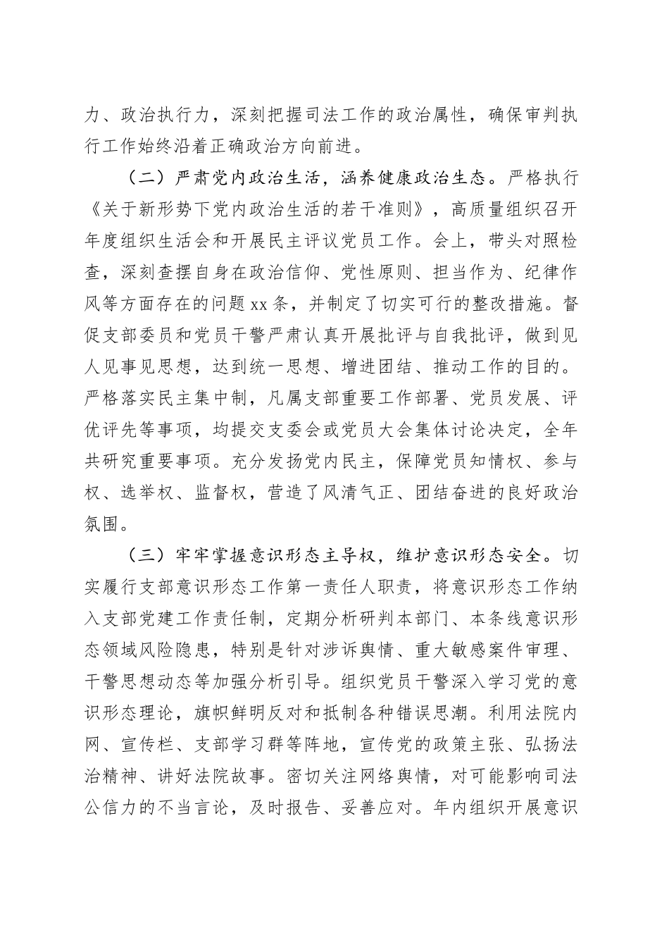 2025年度法院党支部书记抓党建工作述职报告_第2页