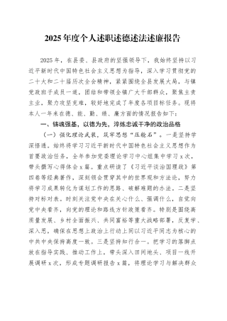 2025年度个人述职述德述法述廉报告