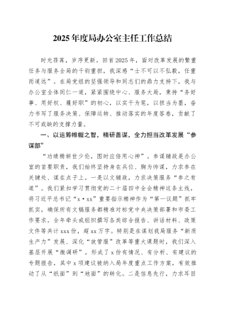 2025年度局办公室主任工作总结