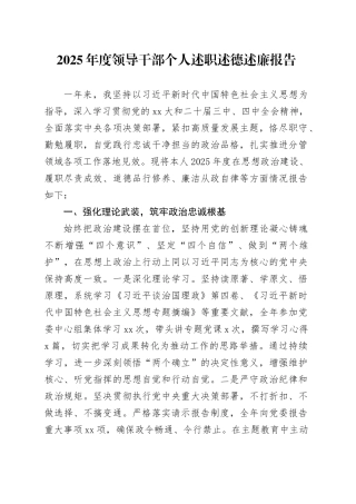 2025年度领导干部个人述职述德述廉报告20251226