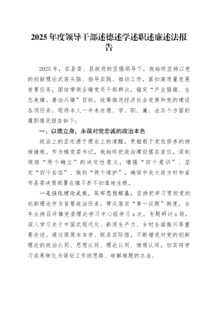 2025年度领导干部述德述学述职述廉述法报告