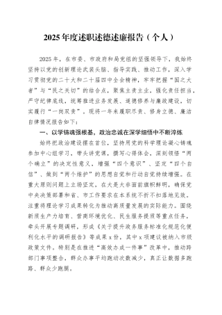 2025年度述职述德述廉报告（个人）