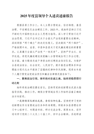 2025年度县领导个人述责述廉报告