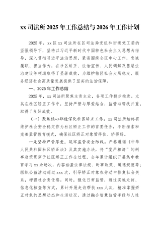 XX司法所2025年工作总结与2026年工作计划