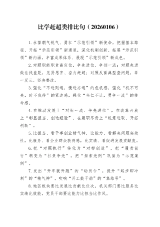 比学赶超类排比句（2026年1月6日）