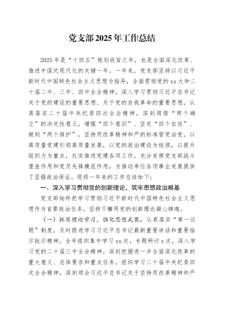 党支部2025年党建工作总结报告20260116