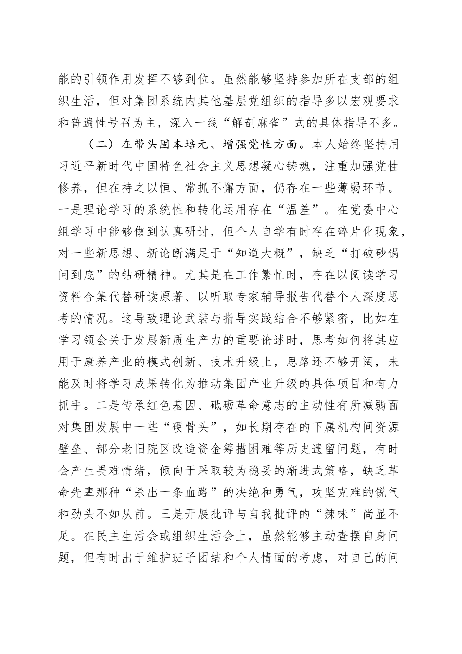 集团公司党委书记2025年度民主生活会个人对照检查材料（五个带头）20260108_第2页