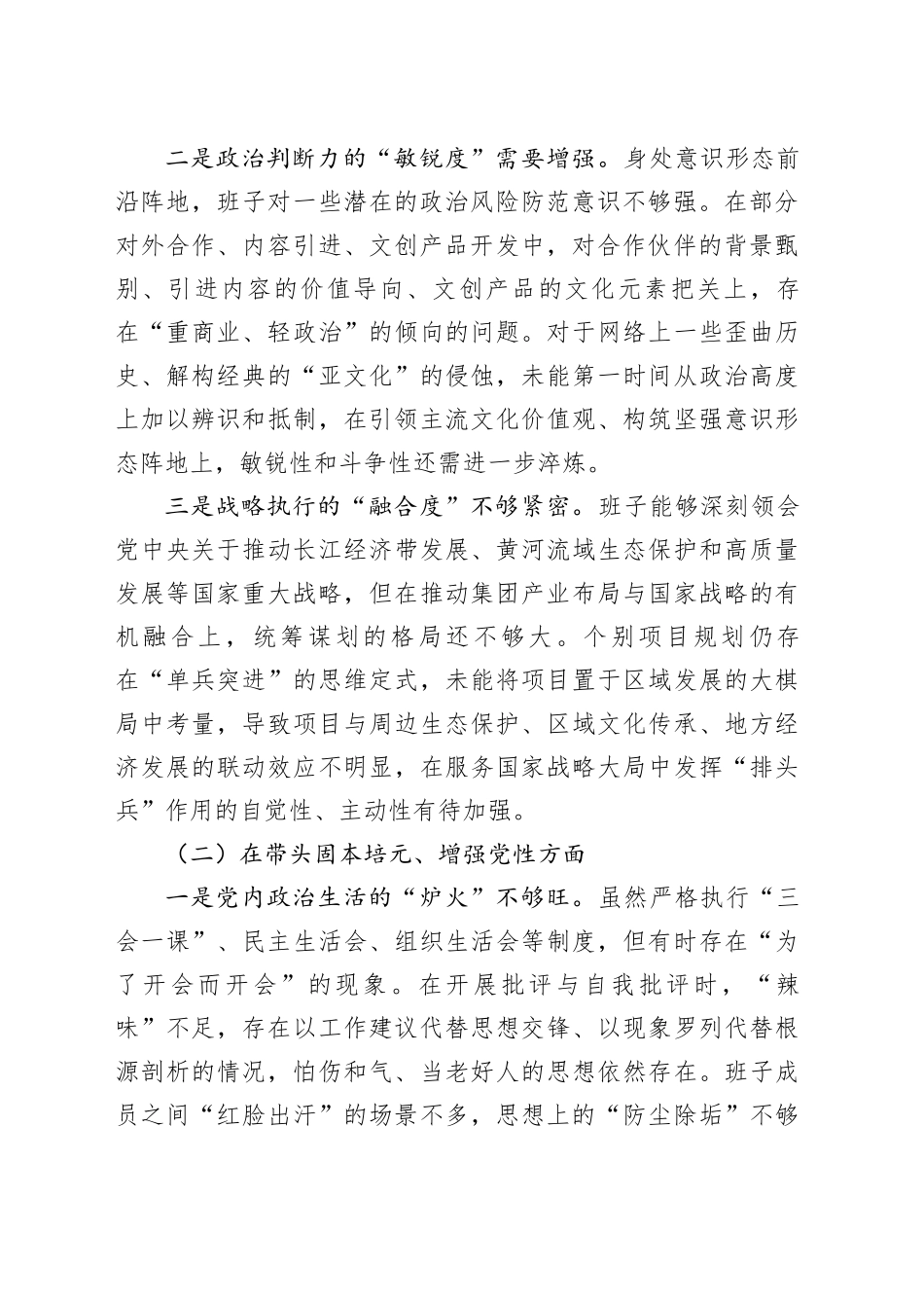 集团有限公司2025年度民主生活会领导班子对照检查材料20260112_第2页