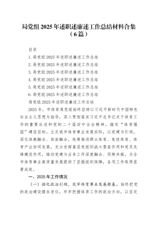 局党组2025年述职述廉述工作总结材料合集（6篇）