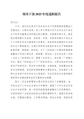 领导干部2025年度述职报告