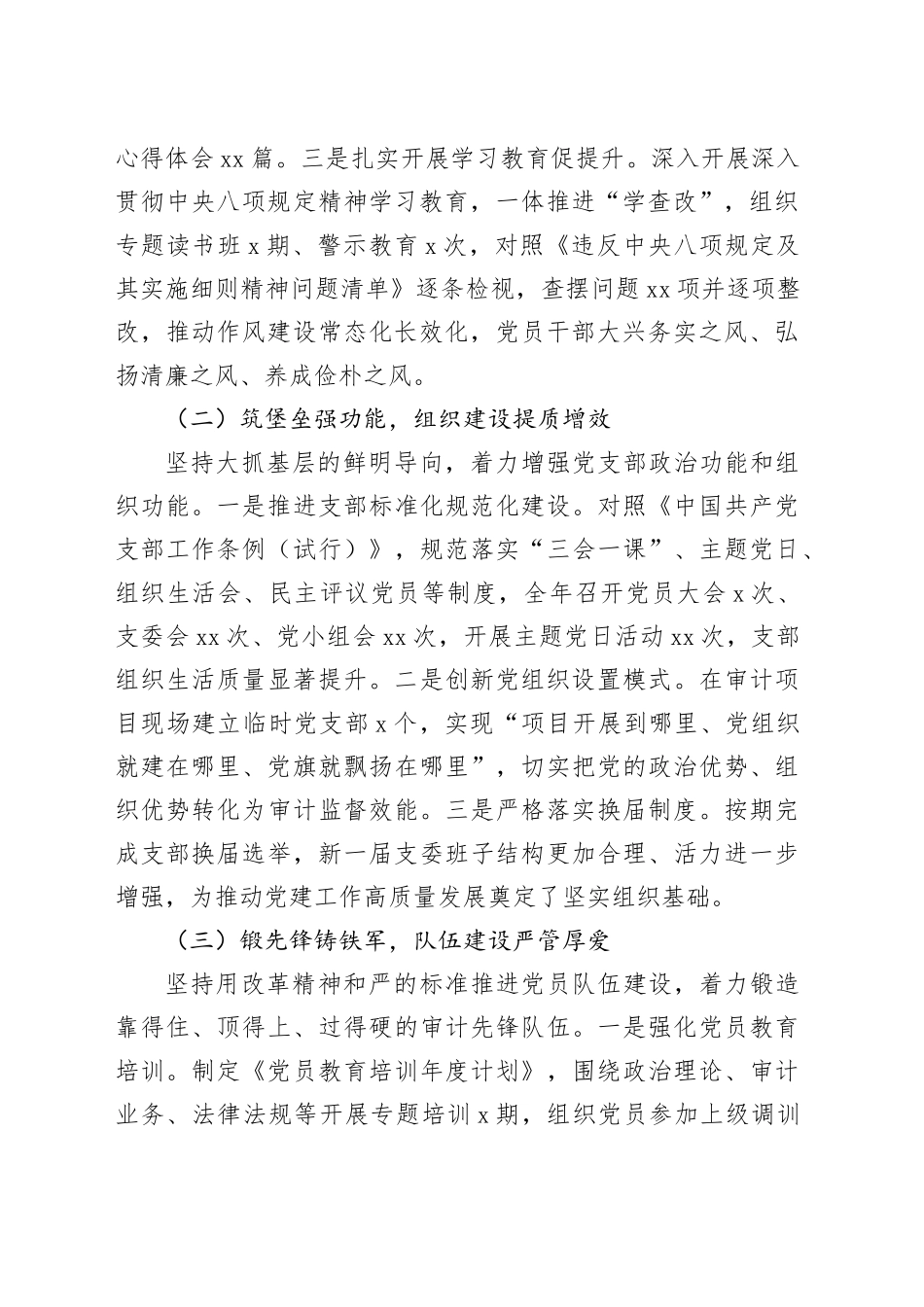 区审计局党支部书记2025年抓基层党建工作述职报告_第2页