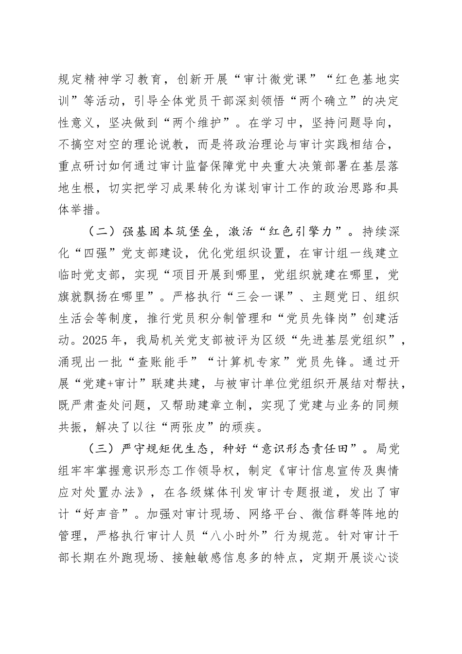 区审计局党组2025年度述职述廉述党建工作总结_第2页