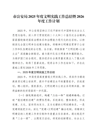 市公安局2025年度文明实践工作总结暨2026年度工作计划