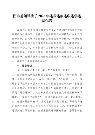 团市委领导班子2025年述责述廉述职述学述法报告