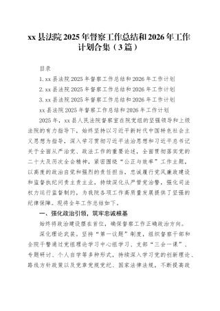 县法院2025年督察工作总结和2026年工作计划合集（3篇）