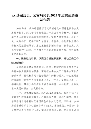县副县长、公安局局长2025年述职述廉述法报告