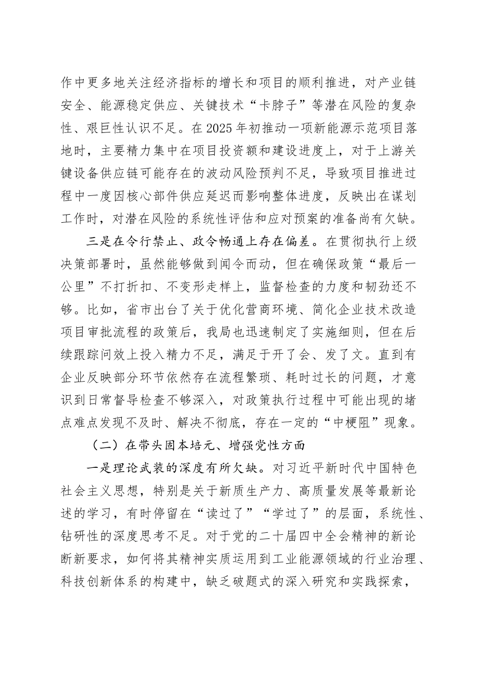 县工业经济局局长2025年度民主生活会个人对照检查材料（五个带头）20260114_第2页
