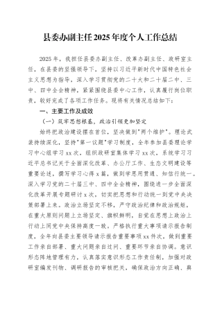 县委办副主任2025年度个人工作总结