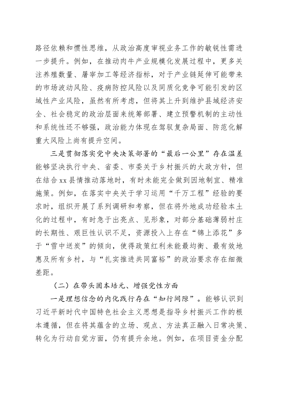 乡村振兴局党组书记2025年度民主生活会个人对照检查材料（五个带头）20260108_第2页
