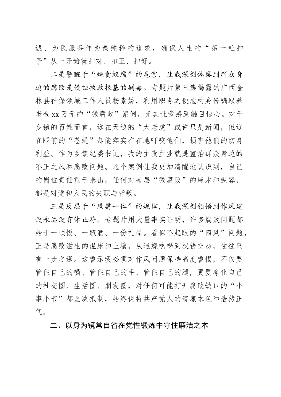 乡镇街道纪委书记观看反腐专题片《一步不停歇半步不退让》心得体会_第2页