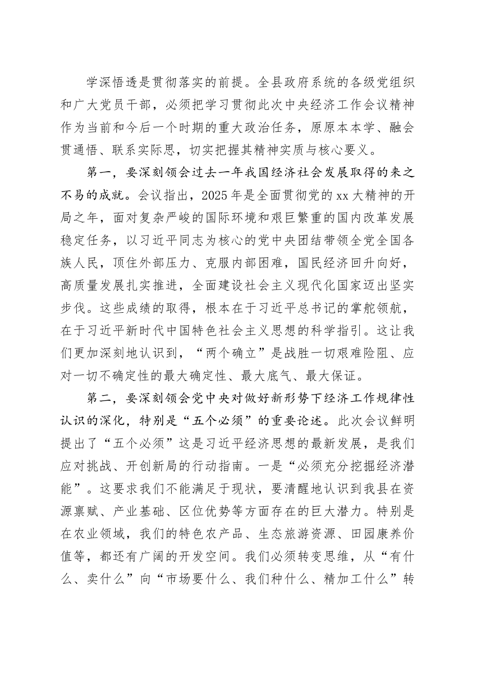 在传达学习2025年度中央经济工作会议精神上的讲话稿_第2页