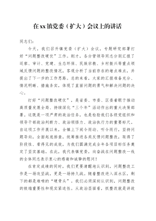 在镇党委（扩大）会议上的讲话