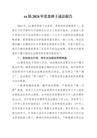 镇2024年党委班子述法报告