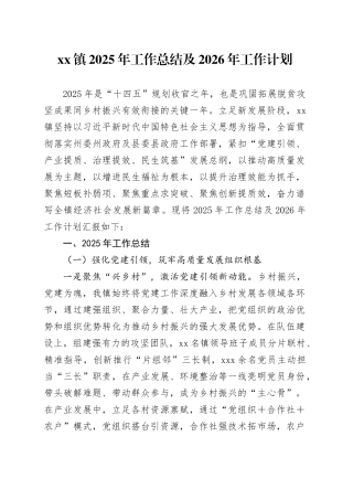 镇2025年工作总结及2026年工作计划
