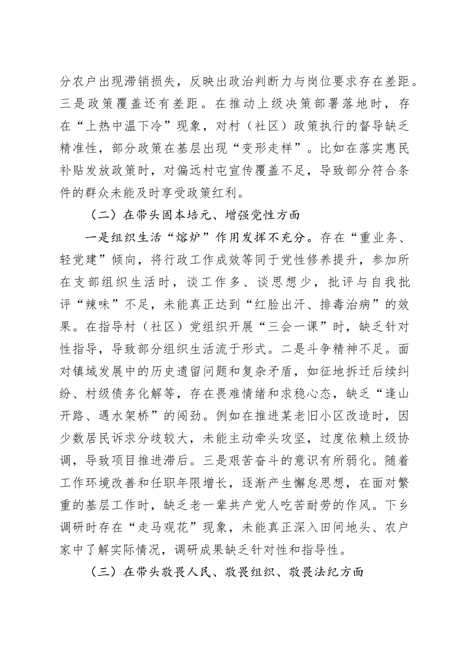 镇长2025年度民主生活会对照检查发言（五个带头）20260106_第2页