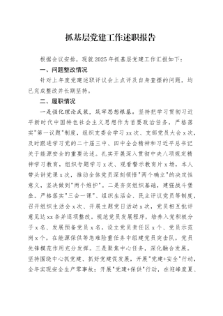 抓基层党建工作述职报告