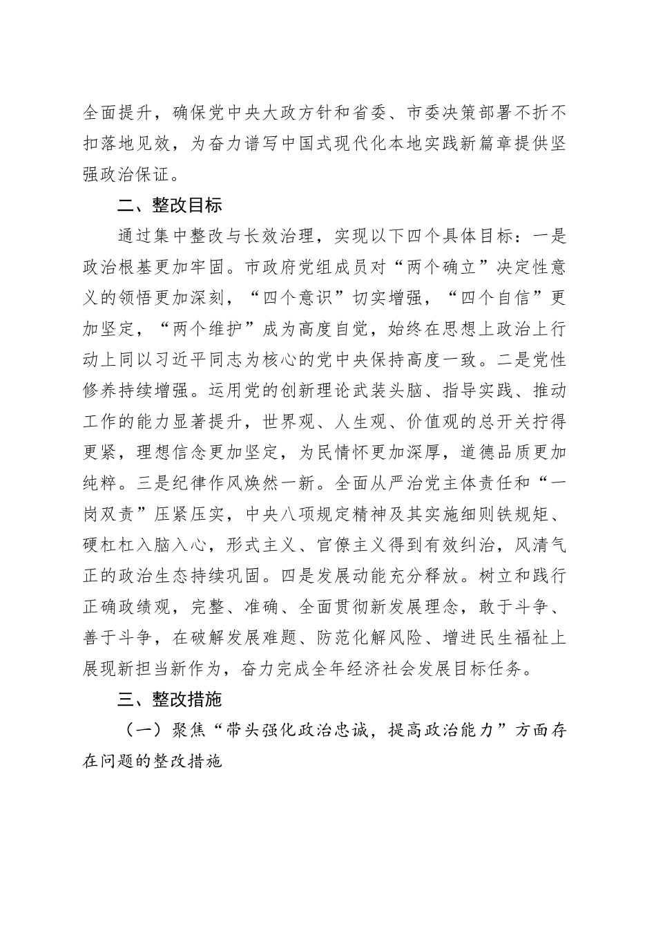 2025年度市政府党组民主生活会查摆问题整改方案20260204_第2页