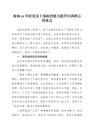 参加XX年轻党员干部政治能力提升培训班心得体会