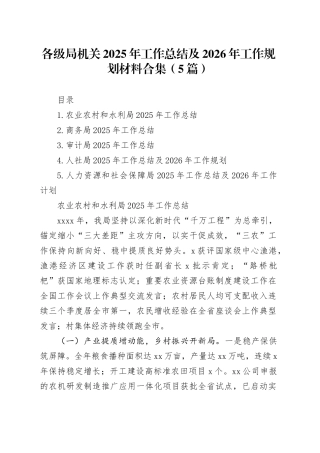 各级局机关2025年工作总结及2026年工作规划材料合集（5篇）