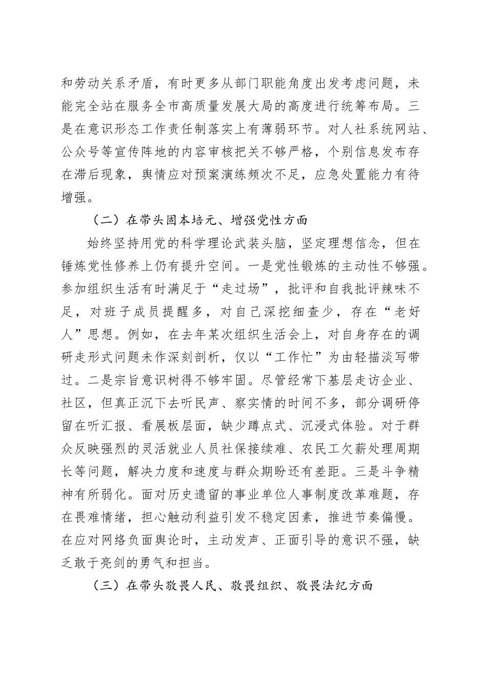市局党组书记2025年度民主生活会对照检查材料20260121_第2页