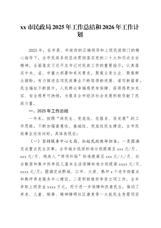 市民政局2025年工作总结和2026年工作计划
